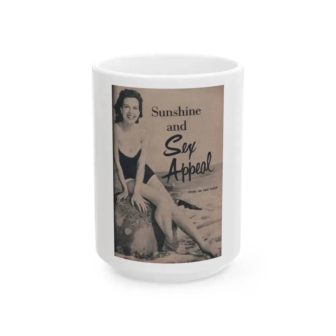 Pamela Duncan #23 - PHOTO Digest Mag. March '55 - 1 B&W Photo (Vintage Female Icon) White Coffee Mug 15oz - Go Mug Yourself