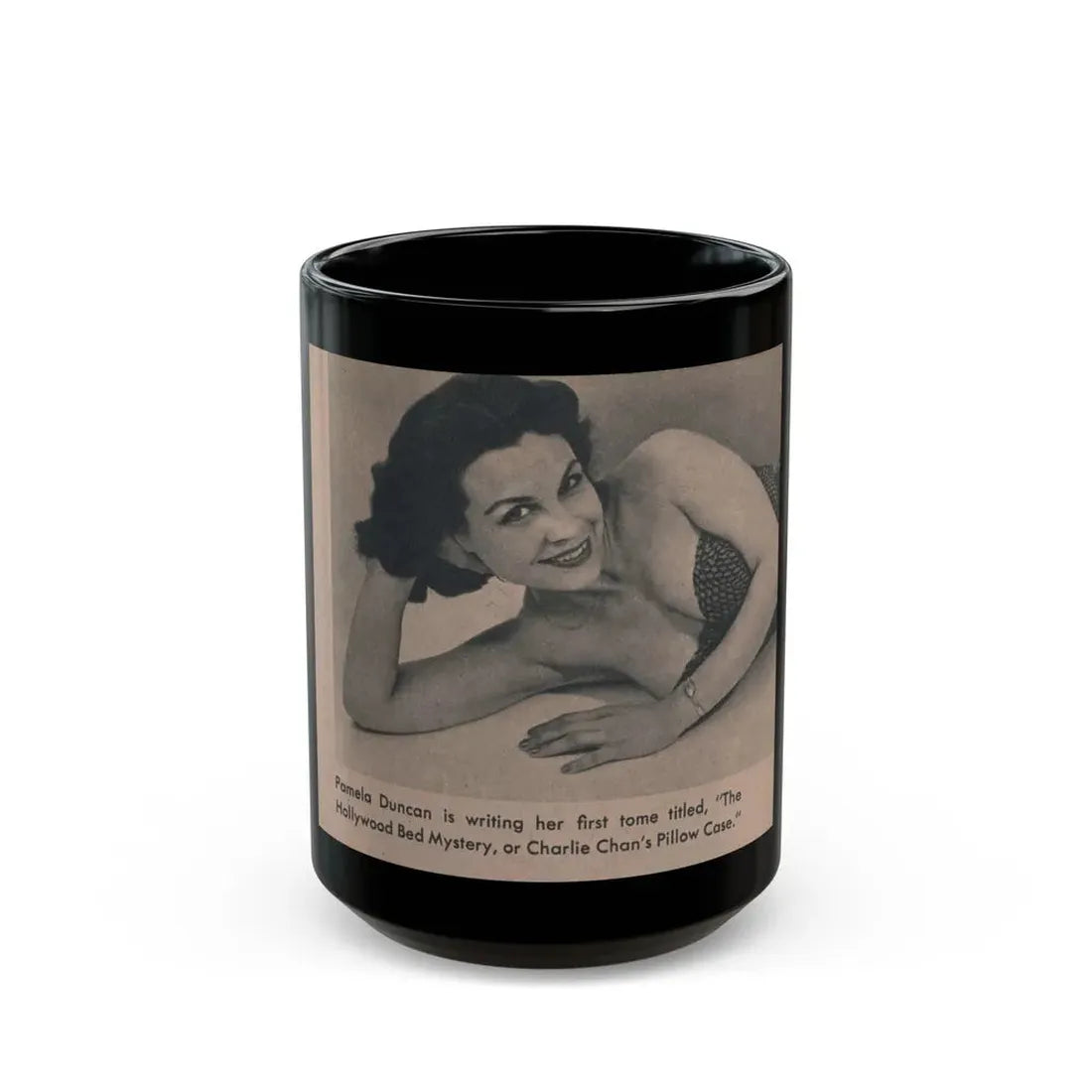 Pamela Duncan #31 - GALA Mag. March '56 - 1 Small B&W Photo (Vintage Female Icon) Black Coffee Mug 15oz - Go Mug Yourself