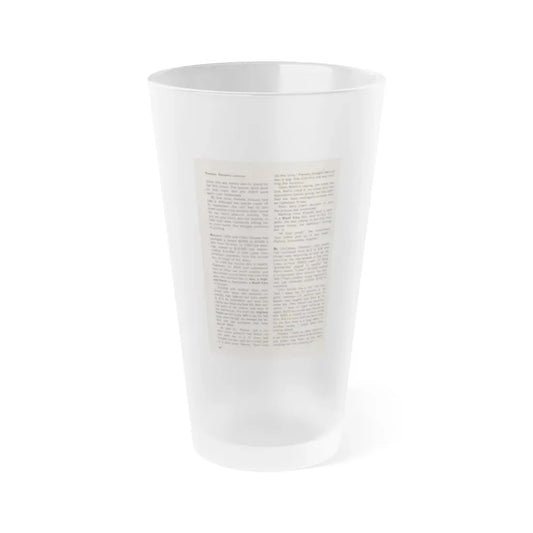 Pamela Duncan #38 - 5x7 Artricle continued no photo (Vintage Female Icon) Frosted Pint Glass 16oz 16oz Frosted - Go Mug Yourself