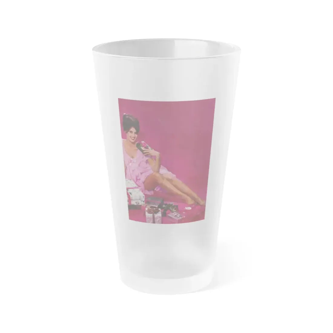 Pamela Tiffin #199 (Vintage Female Icon) Frosted Pint Glass 16oz 16oz Frosted - Go Mug Yourself