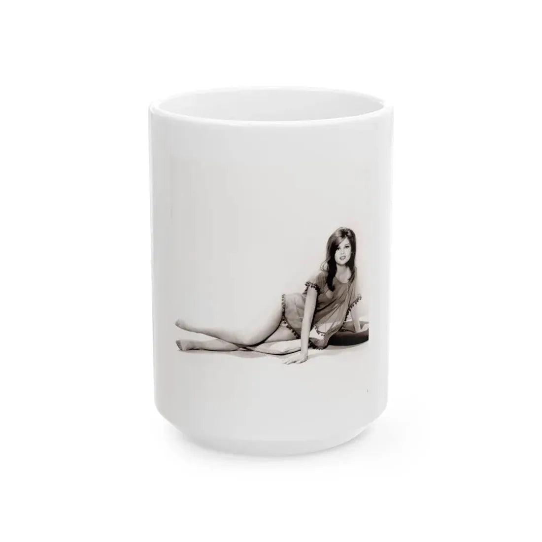 Pamela Tiffin #202 - 8x10 B&W Full Body Photo from 1964 (Vintage Female Icon) White Coffee Mug 15oz - Go Mug Yourself