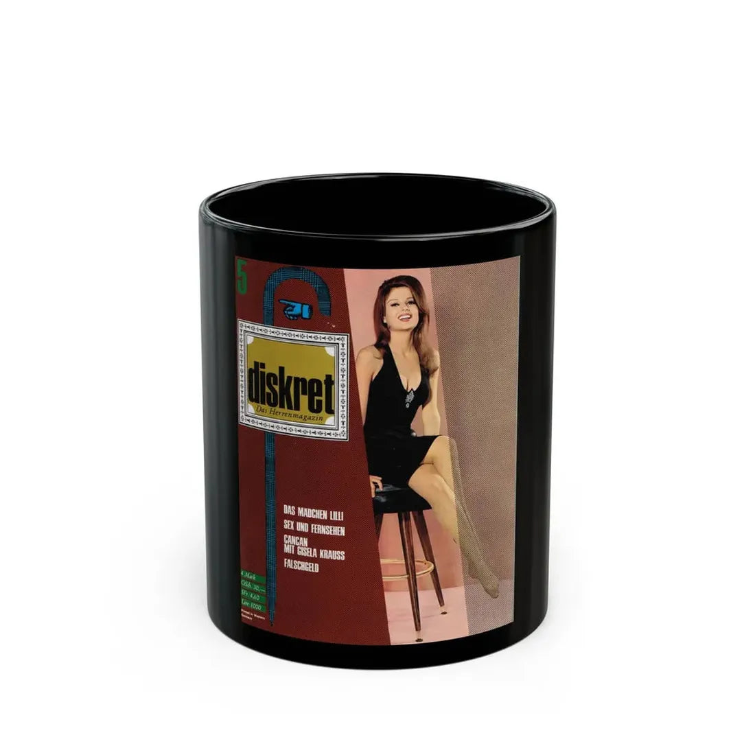 Pamela Tiffin #78 - Mag. Cover (Vintage Female Icon) Black Coffee Mug 11oz - Go Mug Yourself