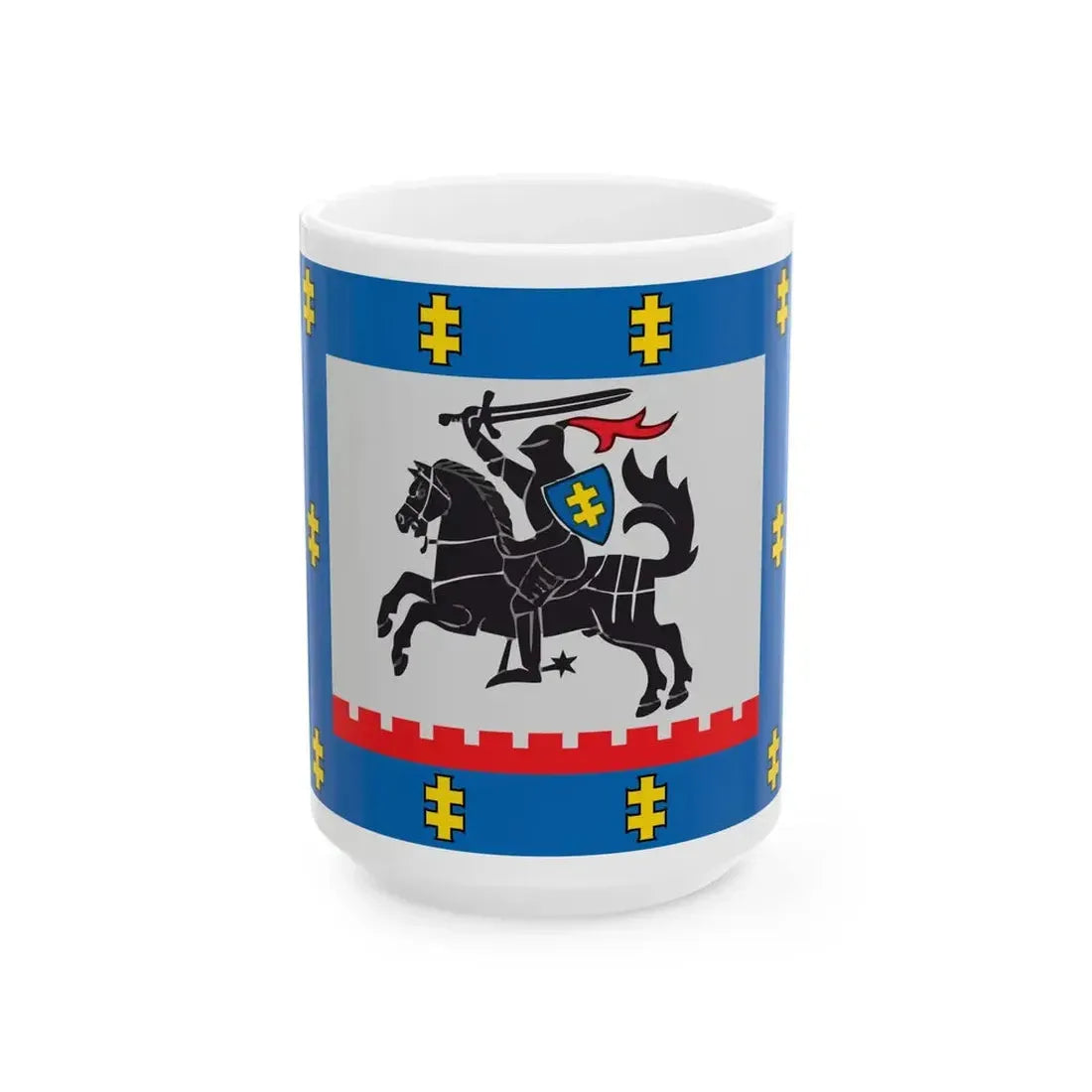 Panevezys County flag (Lithuania) White Coffee Mug 15oz - Go Mug Yourself