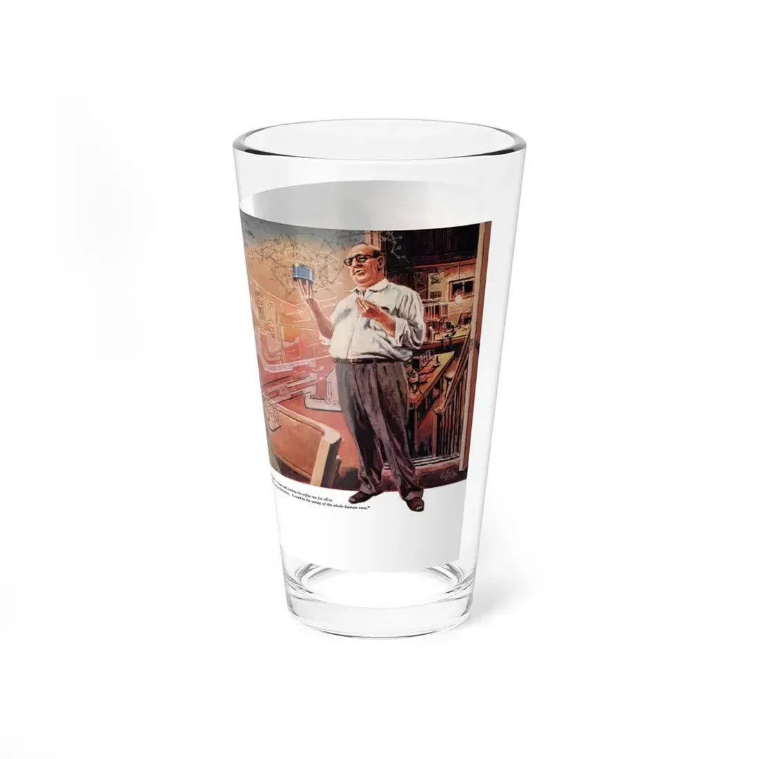 Papa and the Bomb, Redbook, September 1954 (Magazine Illustration) Pint Glass 16oz - Go Mug Yourself