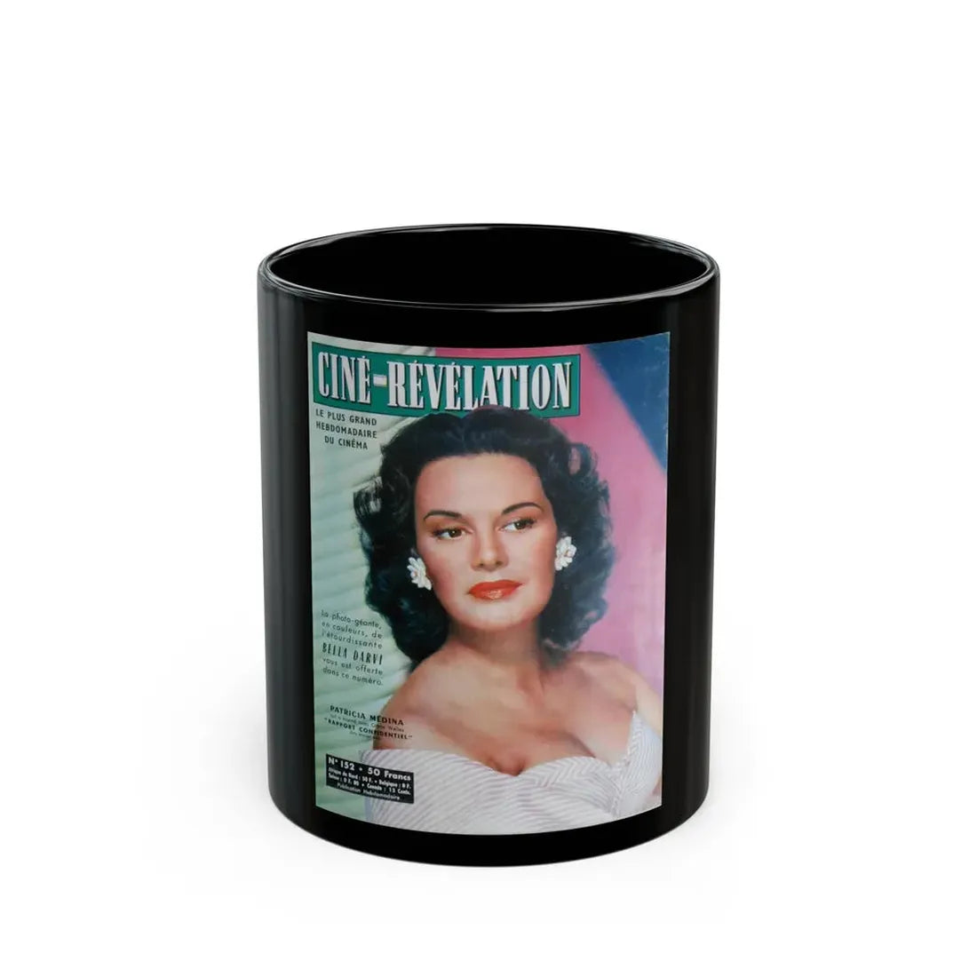 Patricia Medina #115 - Mag. Cover (Vintage Female Icon) Black Coffee Mug 11oz - Go Mug Yourself