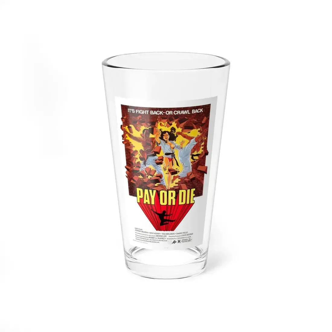 PAY OR DIE (MEAN BUSINESS) 1979 Movie Poster - Pint Glass 16oz - Go Mug Yourself