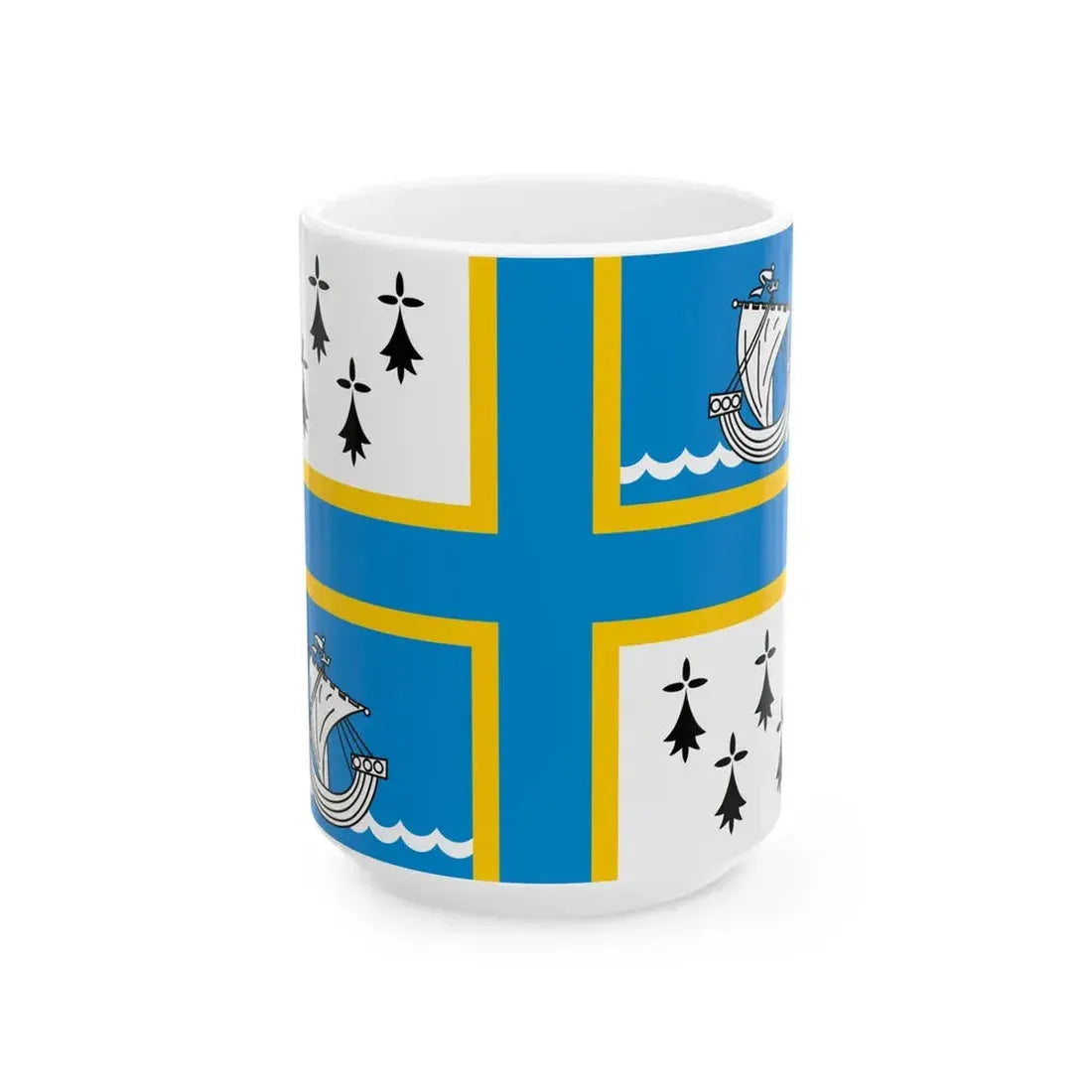 Pays de Redon traditional district flag (France) White Coffee Mug 15oz - Go Mug Yourself