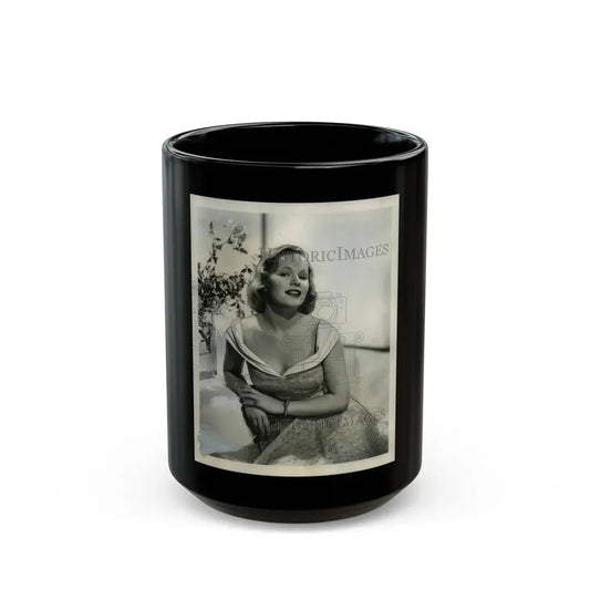 Peggy Cummins #21 (Vintage Female Icon) Black Coffee Mug 15oz - Go Mug Yourself