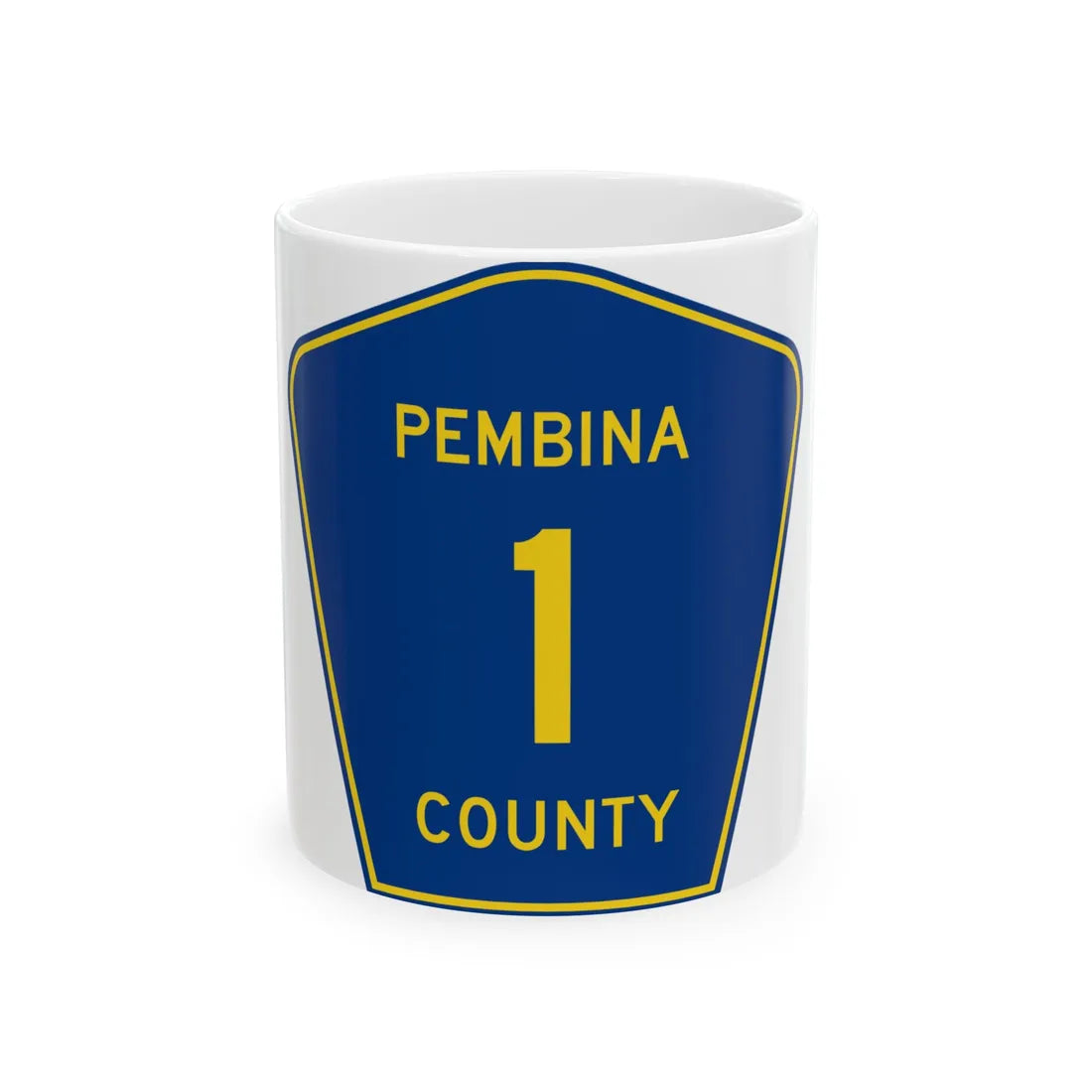 Pembina County Route 1 ND (North Dakota) (Road Sign) White Coffee Mug 11oz - Go Mug Yourself