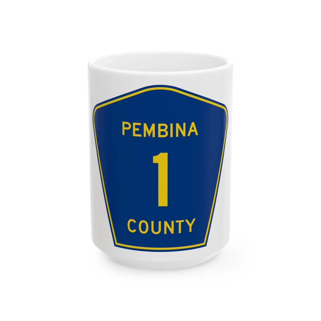 Pembina County Route 1 ND (North Dakota) (Road Sign) White Coffee Mug 15oz - Go Mug Yourself