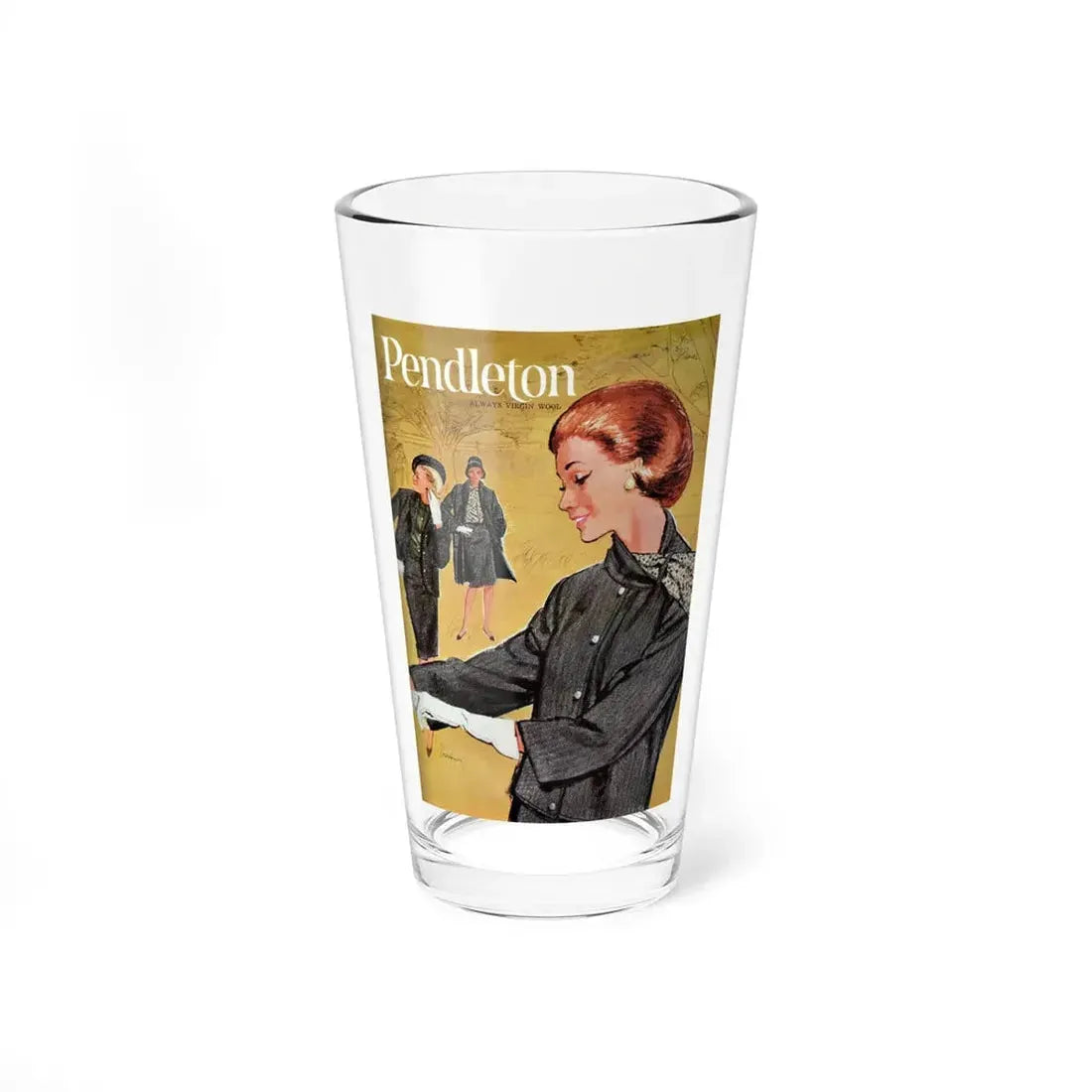 Pendleton ad, 1963 (Magazine Illustration) Pint Glass 16oz 16oz - Go Mug Yourself