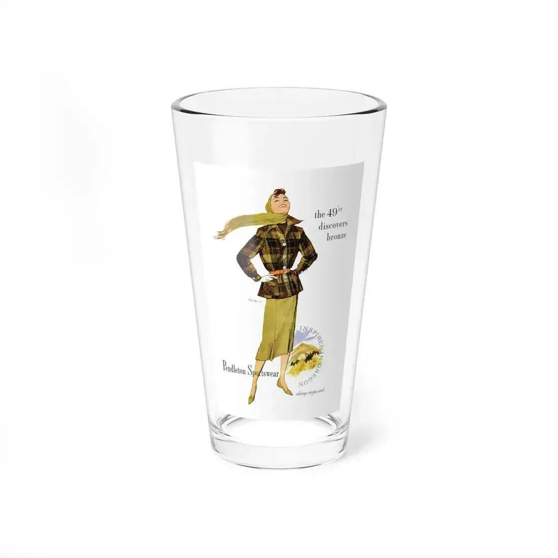 Pendleton Sportswear ad, Ladies' Home Journal, October 1957 (Magazine Illustration) Pint Glass 16oz 16oz - Go Mug Yourself