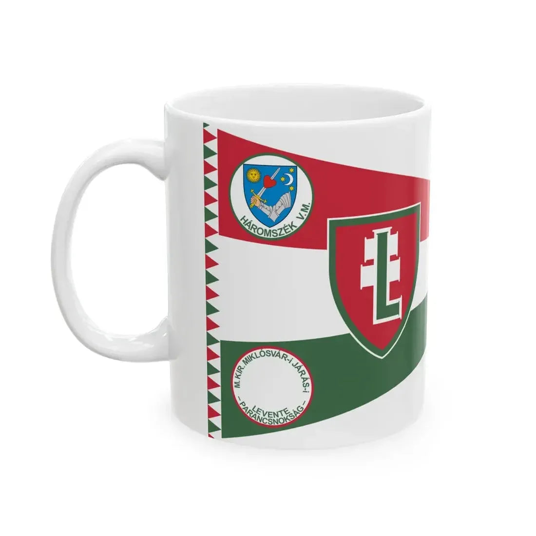 Pennant of the Levente Headquarters of Miklosvar District (Hungary) White Coffee Mug - Go Mug Yourself