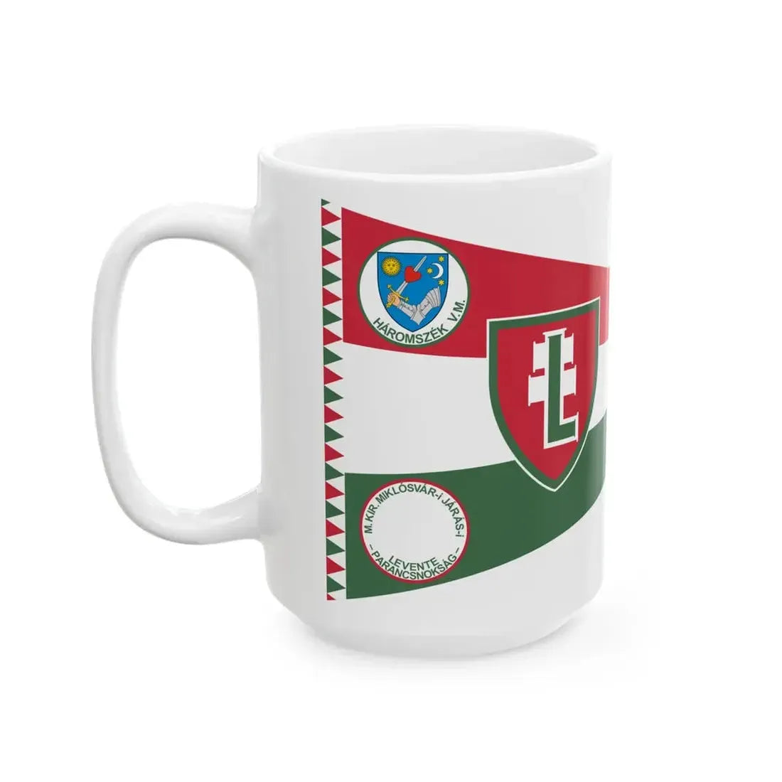 Pennant of the Levente Headquarters of Miklosvar District (Hungary) White Coffee Mug - Go Mug Yourself