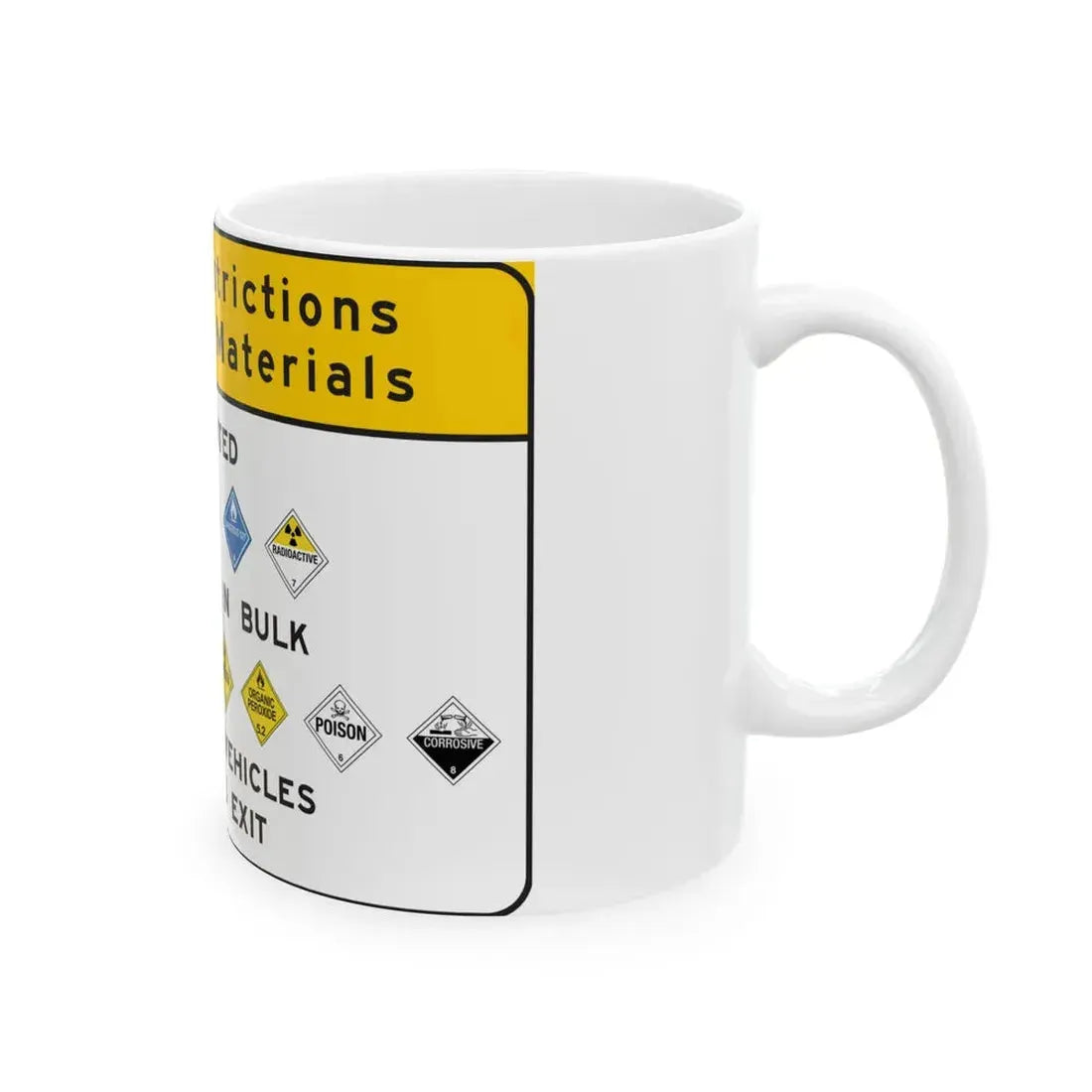 Pennsylvania Tunnel Hazmat Restrictions Sign (Pennsylvania) (Road Sign) White Coffee Mug - Go Mug Yourself