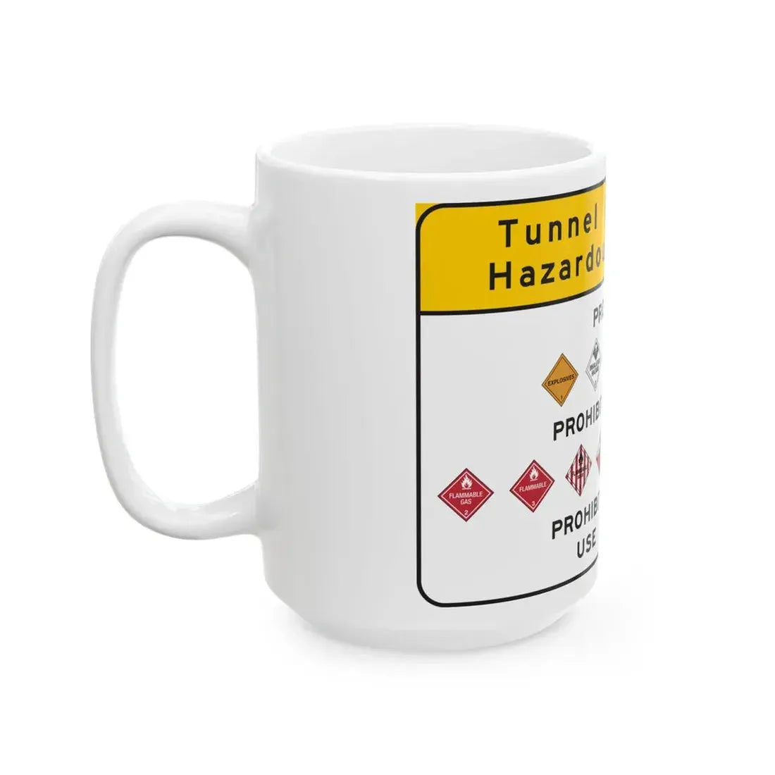 Pennsylvania Tunnel Hazmat Restrictions Sign (Pennsylvania) (Road Sign) White Coffee Mug - Go Mug Yourself