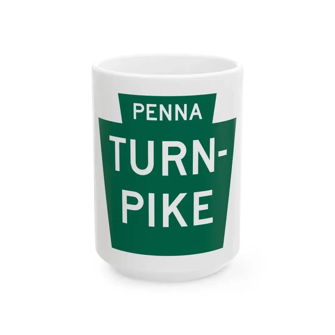 Pennsylvania Turnpike logo (Pennsylvania) (Road Sign) White Coffee Mug 15oz - Go Mug Yourself