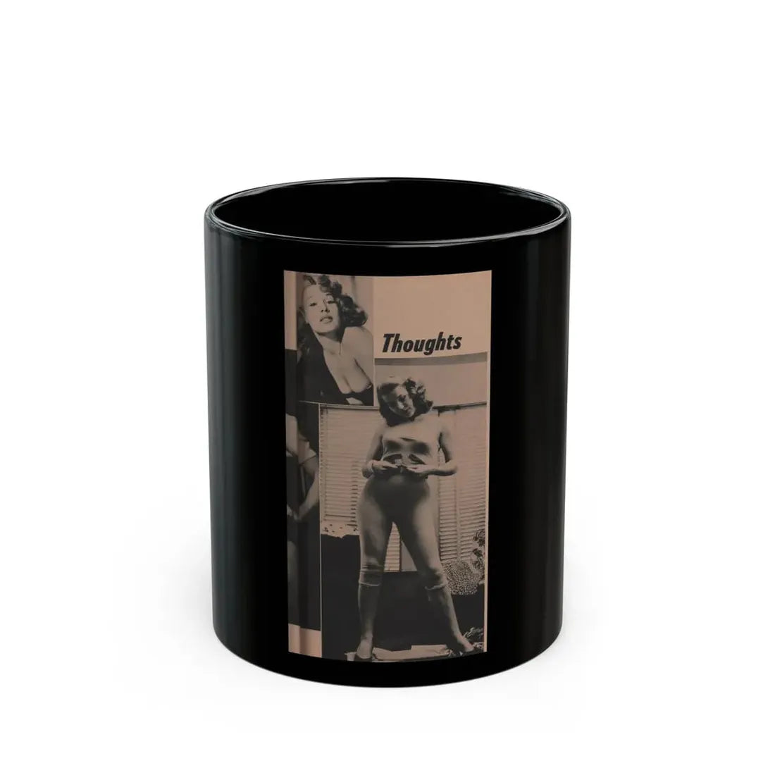Penny Duncan #30 - Play Mag. 9-4-59 - 2 B&W Photos & Adds (Vintage Female Icon) Black Coffee Mug 11oz - Go Mug Yourself