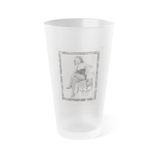 Penny Duncan #77 - Penny on Back Cover Advert for her 2 pages inside from AMERICAN BEAUTIES Mag. Nov. '52 (Vintage Female Icon) Frosted Pint Glass 16oz 16oz Frosted - Go Mug Yourself