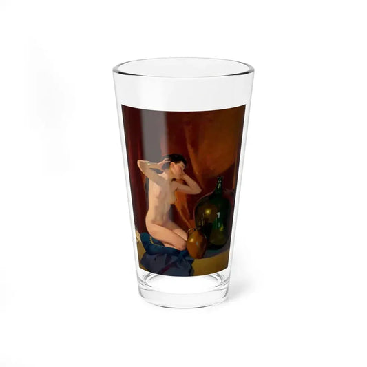 Pensive Art Deco Nude (Magazine Illustration) Pint Glass 16oz 16oz - Go Mug Yourself