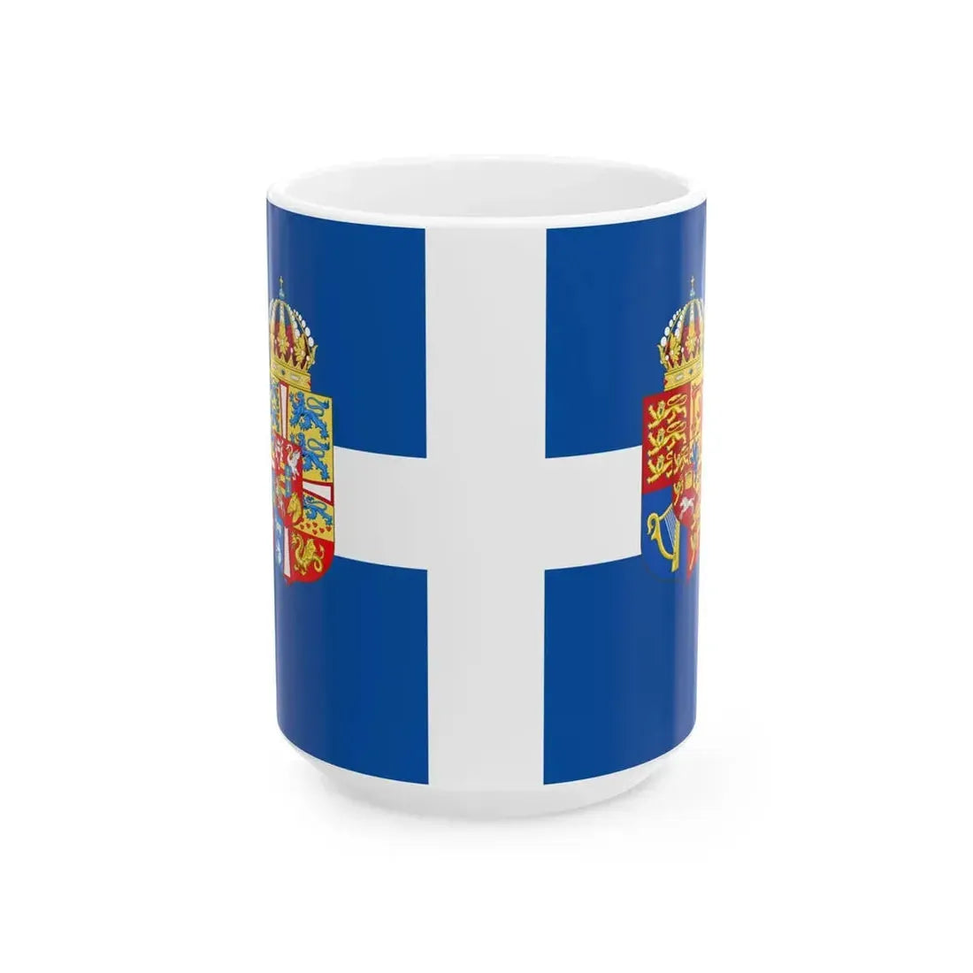 Personal flag of Queen Frederica of Greece (Greece) White Coffee Mug 15oz - Go Mug Yourself