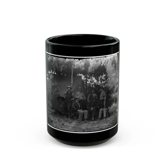 Petersburg, Va., Vicinity. Maj. Thomas T. Eckert (Seated, Left) And Others Of U.S. Military Telegraph Corps (U.S. Civil War) Black Coffee Mug 15oz - Go Mug Yourself