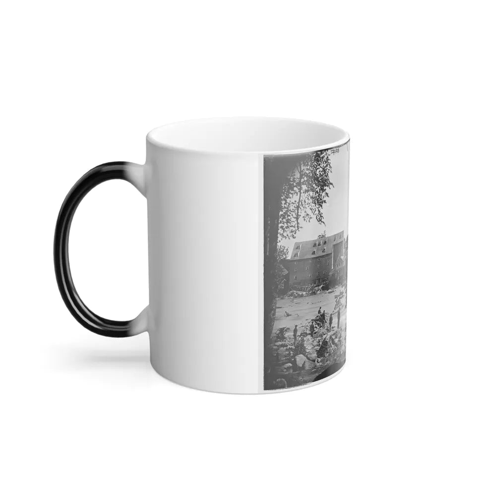 Petersburg, Va., Vicinity. Johnson's Mill on the Appomattox Near Campbell's Bridge; Soldiers Standing on Rocks in the Stream (U.S. Civil War) Color Changing Coffee Mug 11oz-Go Mug Yourself