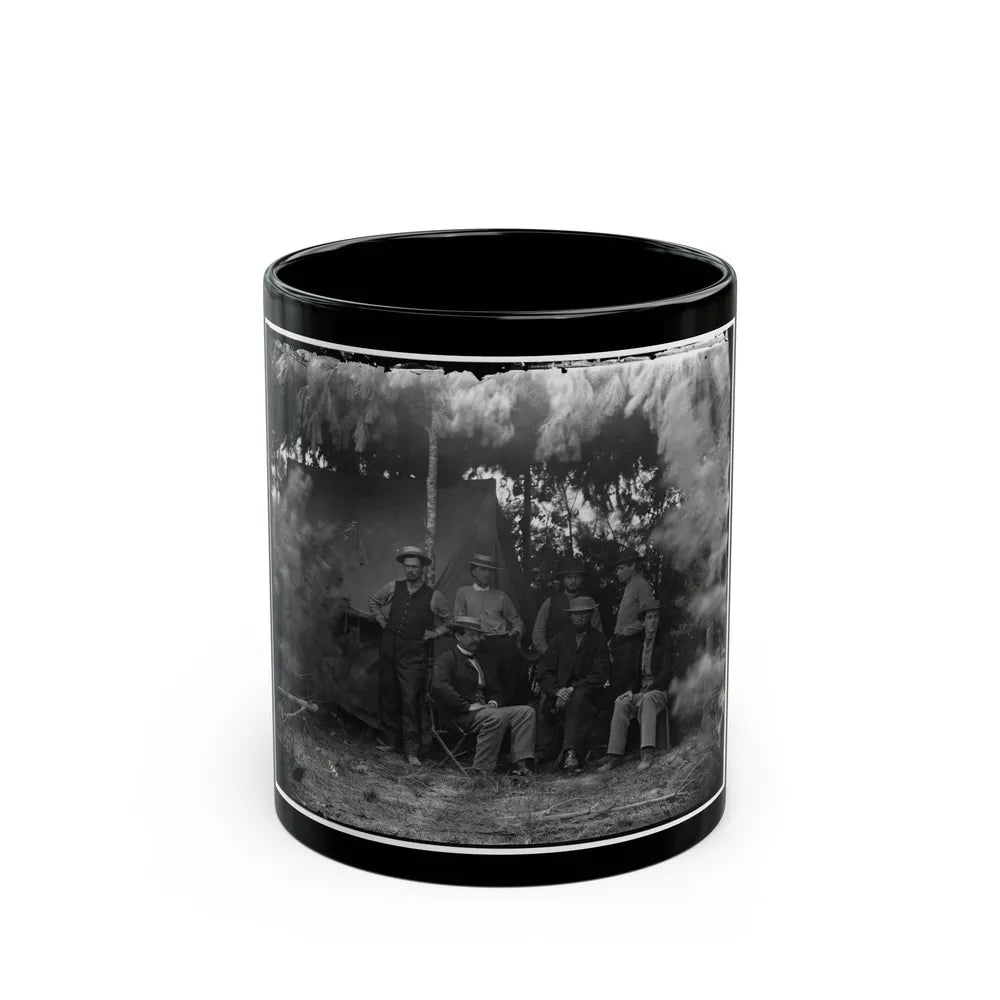 Petersburg, Va., Vicinity. Maj. Thomas T. Eckert (Seated, Left) And Others Of U.S. Military Telegraph Corps (U.S. Civil War) Black Coffee Mug-11oz-Go Mug Yourself