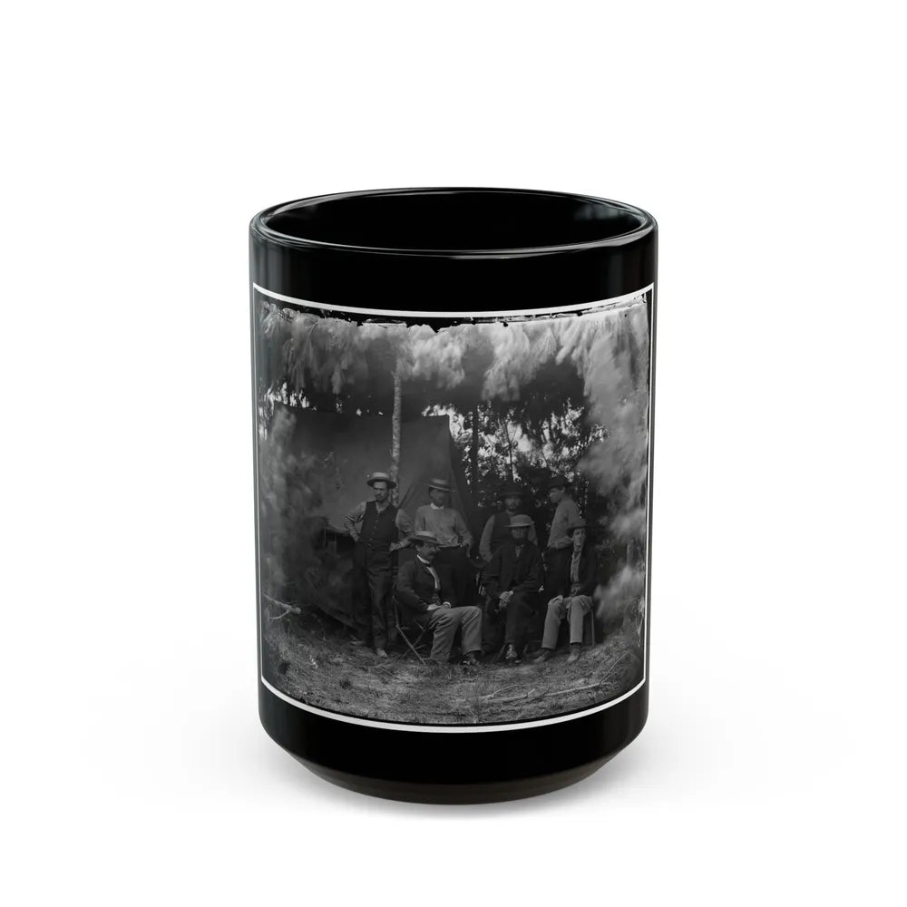 Petersburg, Va., Vicinity. Maj. Thomas T. Eckert (Seated, Left) And Others Of U.S. Military Telegraph Corps (U.S. Civil War) Black Coffee Mug-15oz-Go Mug Yourself