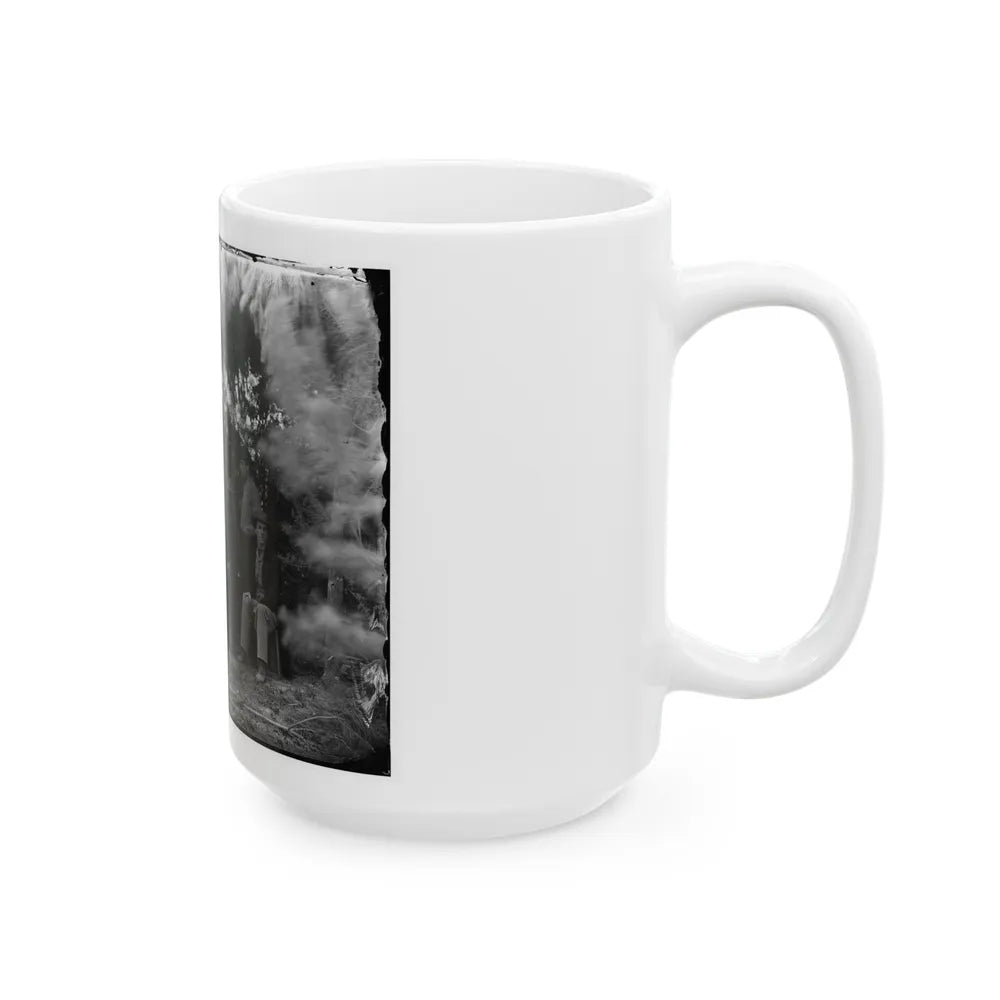 Petersburg, Va., Vicinity. Maj. Thomas T. Eckert (Seated, Left) And Others Of U.S. Military Telegraph Corps (U.S. Civil War) White Coffee Mug-Go Mug Yourself