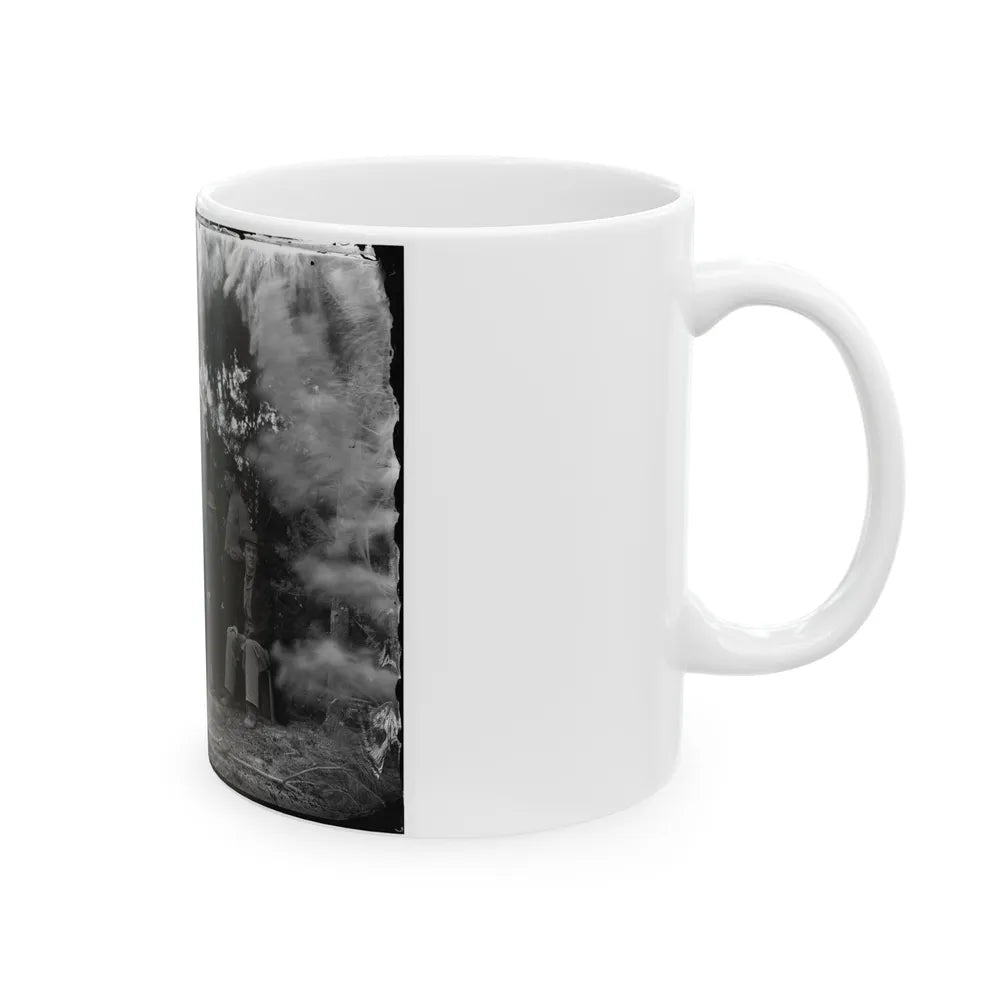 Petersburg, Va., Vicinity. Maj. Thomas T. Eckert (Seated, Left) And Others Of U.S. Military Telegraph Corps (U.S. Civil War) White Coffee Mug-Go Mug Yourself