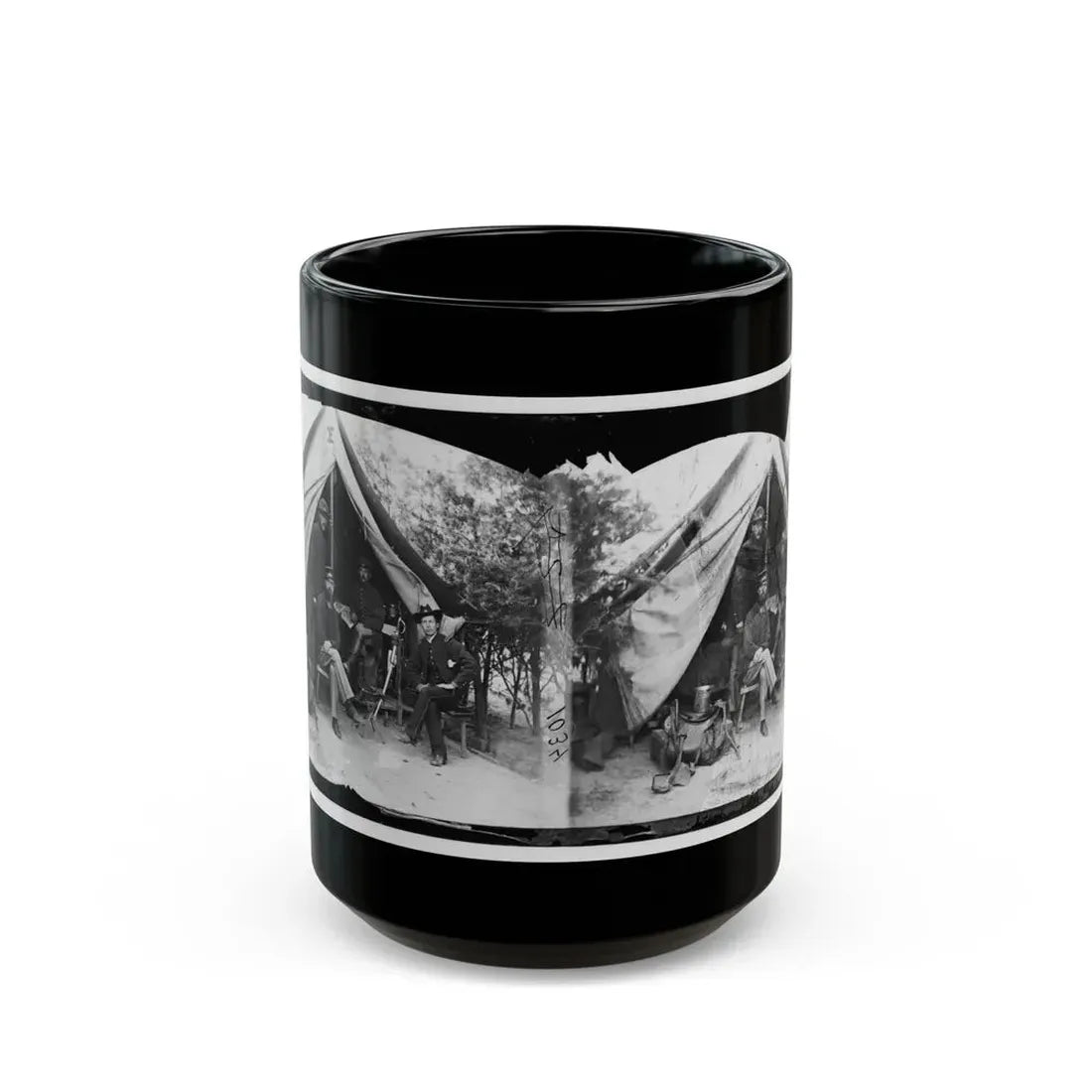 Petersburg, Virginia . Officer And Men Of Company E, 1st New York Engineers (U.S. Civil War) Black Coffee Mug 15oz - Go Mug Yourself