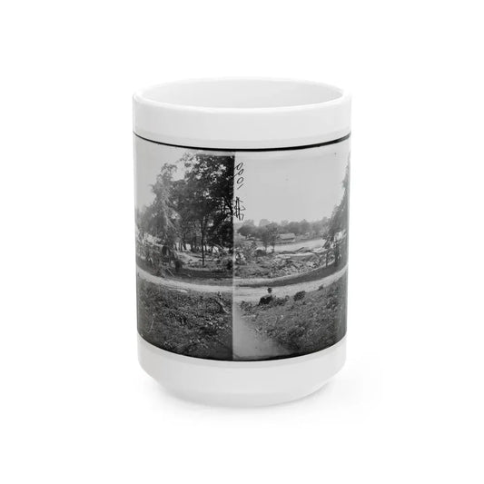 Petersburg, Virginia (Vicinity). View Of James River And Photographic Wagon Of Engineer Corps (U.S. Civil War) White Coffee Mug 15oz - Go Mug Yourself