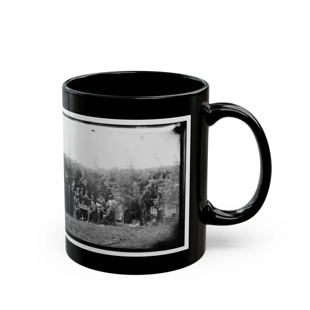 Petersburg, Virginia. Group At Telegraphic Corps Quarters. Headquarters, Army Of The Potomac (U.S. Civil War) Black Coffee Mug-Go Mug Yourself