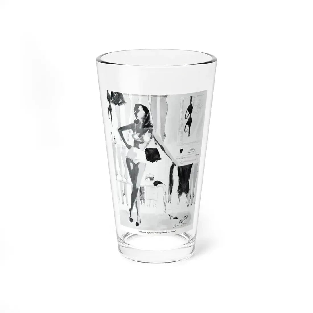 Phil, you left your shaving brush out again, Esquire Magazine, May 1953 (Magazine Illustration) Pint Glass 16oz 16oz - Go Mug Yourself