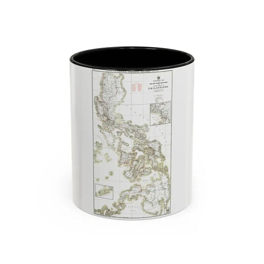 Philippines, The 1 & 2 (1902) (Map) Accent Coffee Mug 11oz Black - Go Mug Yourself