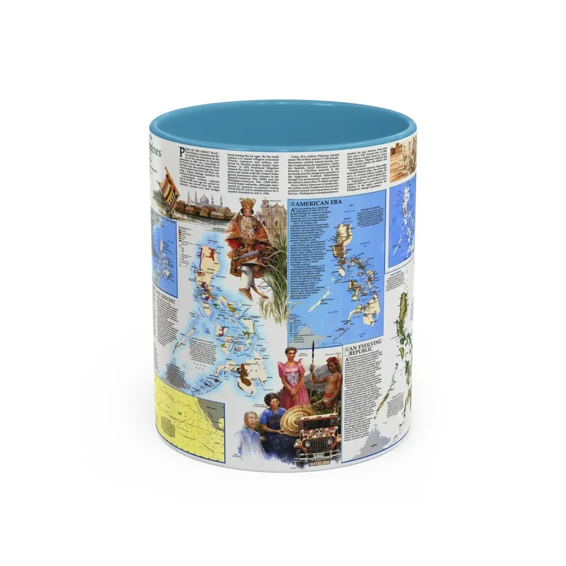 Philippines - The History of the (1986) (Map) Accent Coffee Mug 11oz Light Blue - Go Mug Yourself
