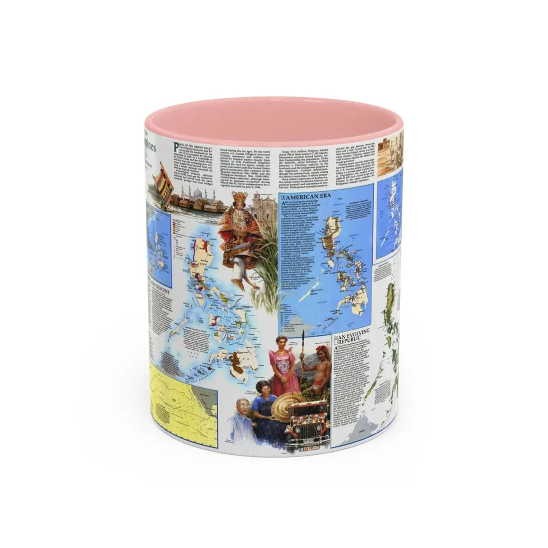 Philippines - The History of the (1986) (Map) Accent Coffee Mug 11oz Pink - Go Mug Yourself