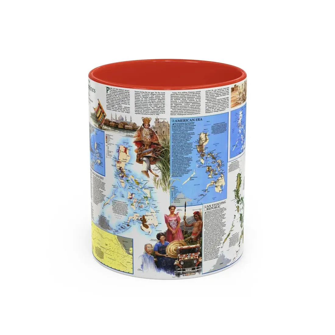 Philippines - The History of the (1986) (Map) Accent Coffee Mug 11oz Red - Go Mug Yourself