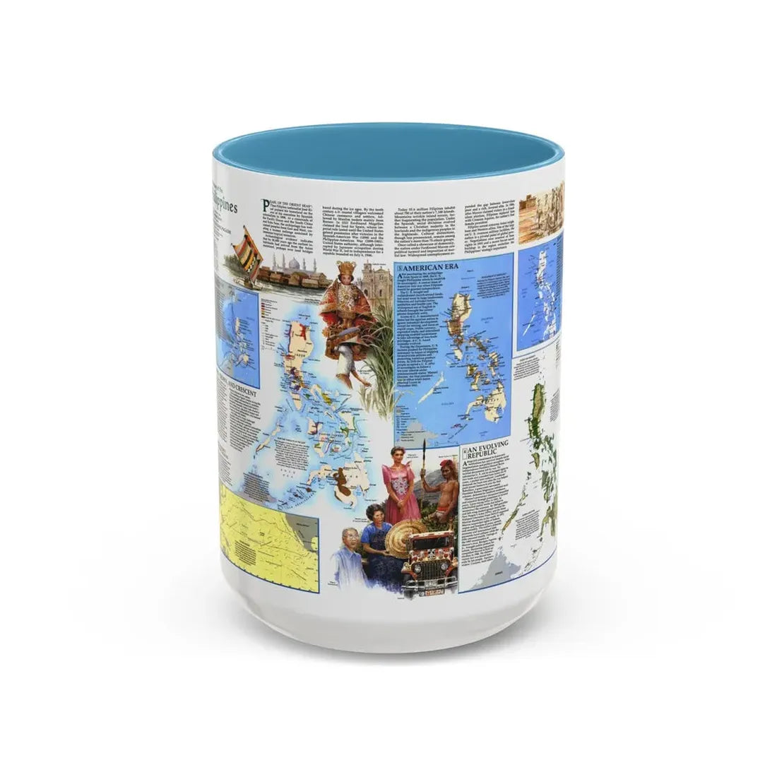 Philippines - The History of the (1986) (Map) Accent Coffee Mug 15oz Light Blue - Go Mug Yourself