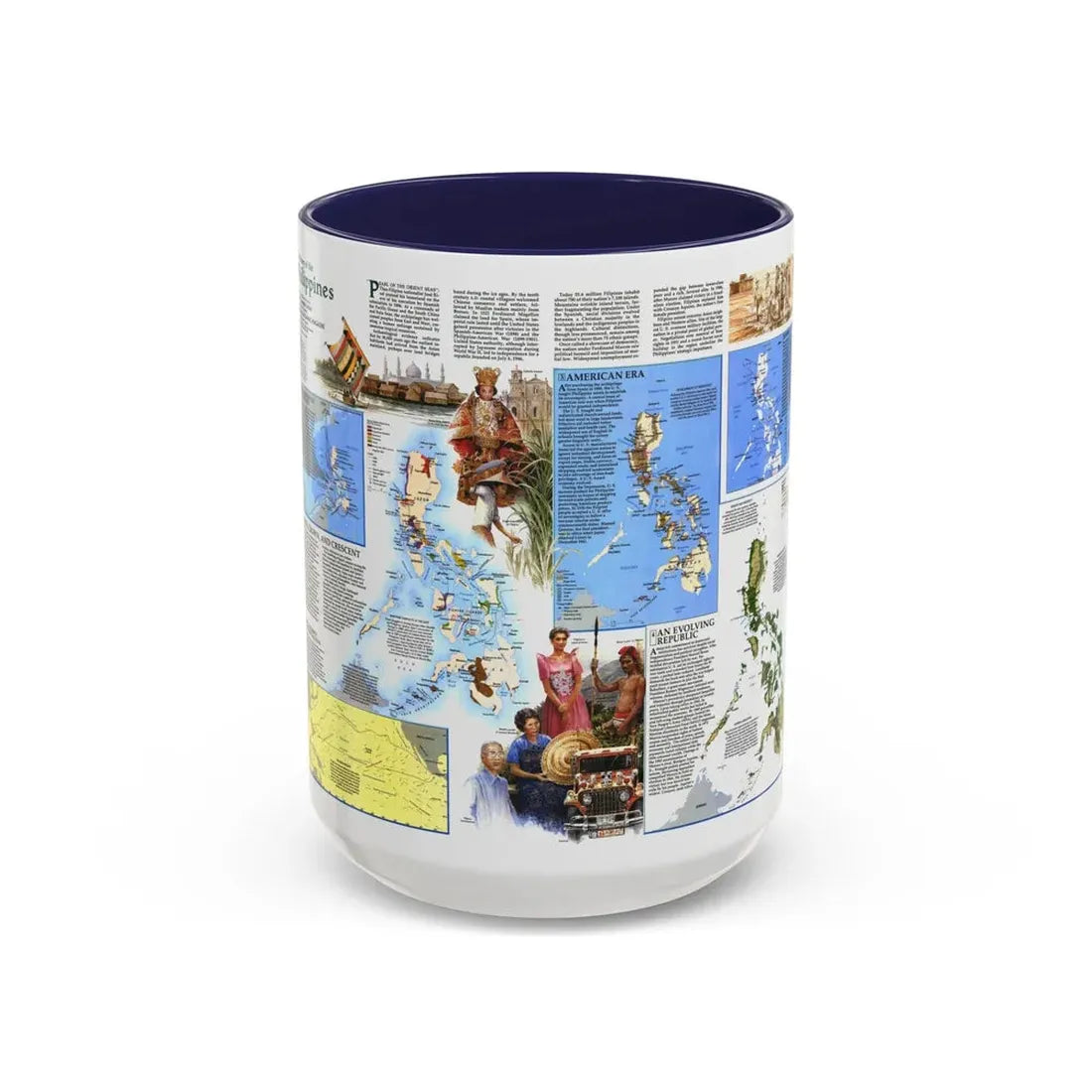 Philippines - The History of the (1986) (Map) Accent Coffee Mug 15oz Navy - Go Mug Yourself