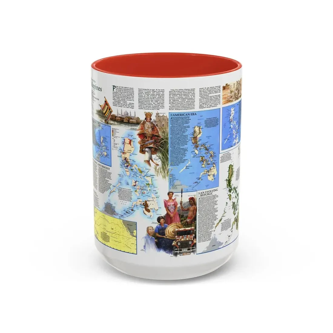 Philippines - The History of the (1986) (Map) Accent Coffee Mug 15oz Red - Go Mug Yourself