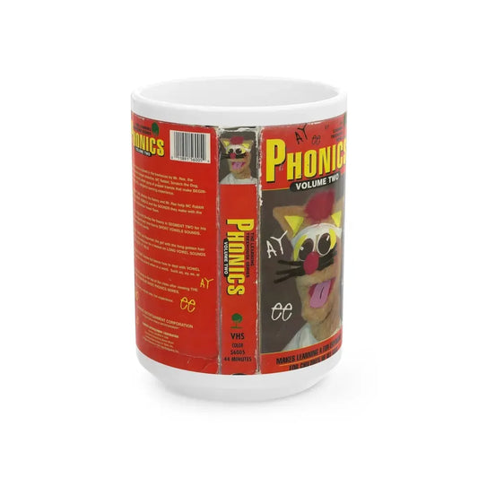 PHONICS VOLUME TWO (VHS COVER) - White Coffee Mug 15oz - Go Mug Yourself