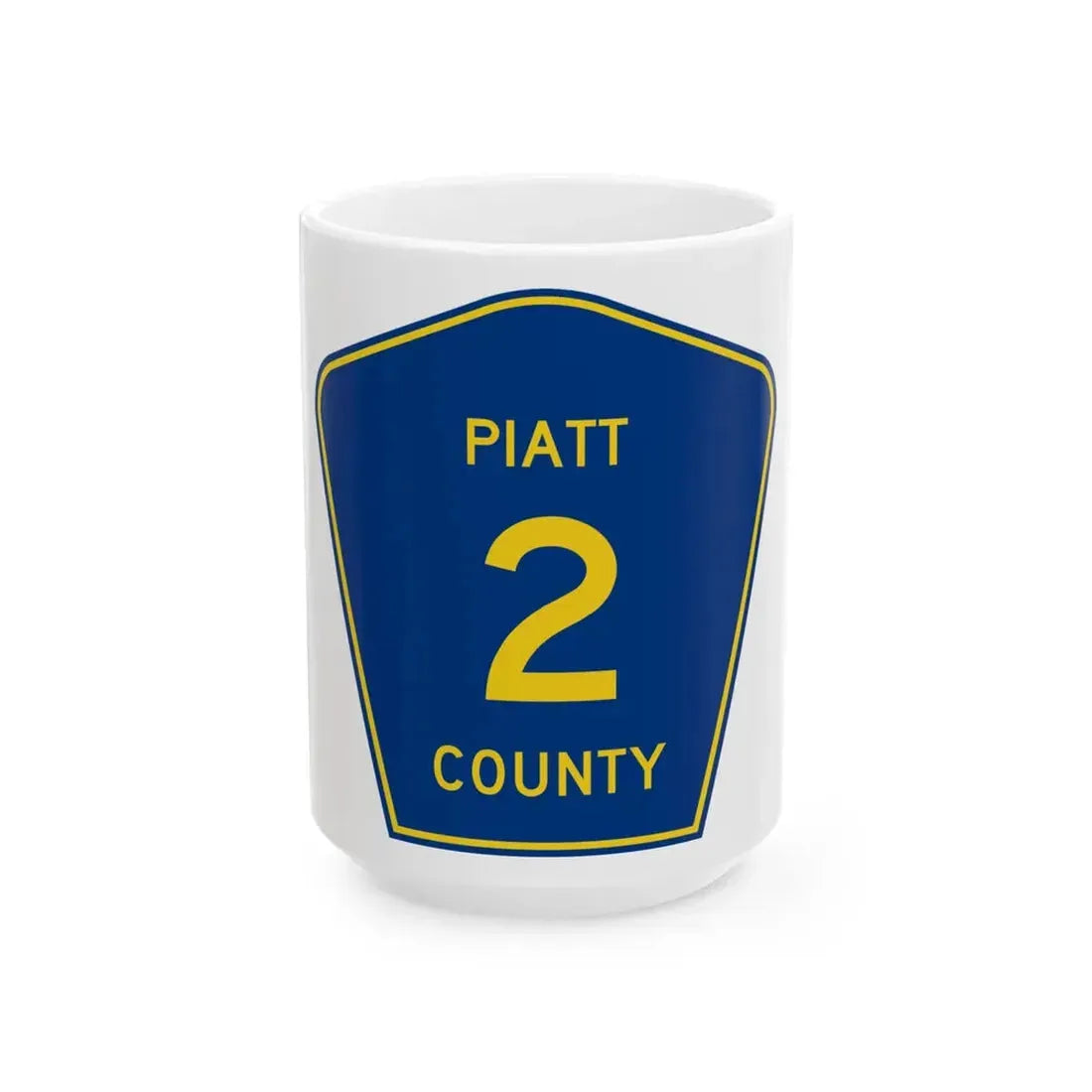 Piatt County 2 (Illinois) (Road Sign) White Coffee Mug 15oz - Go Mug Yourself