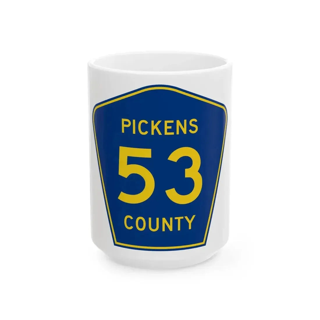 Pickens County Route 53 AL (Alabama) (Road Sign) White Coffee Mug 15oz - Go Mug Yourself