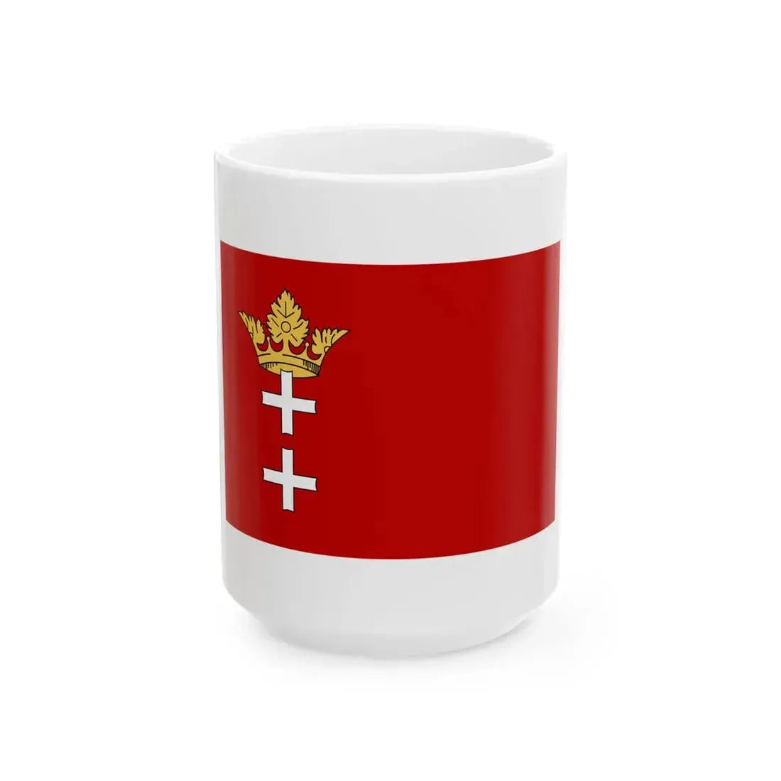Pilot flag of the Free City of Danzig Lotsenflagge (Poland) White Coffee Mug 15oz - Go Mug Yourself