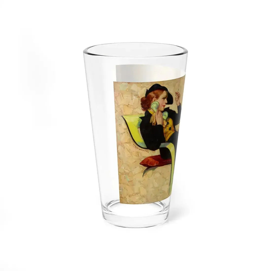 Pin Up in Chair (Magazine Illustration) Pint Glass 16oz - Go Mug Yourself