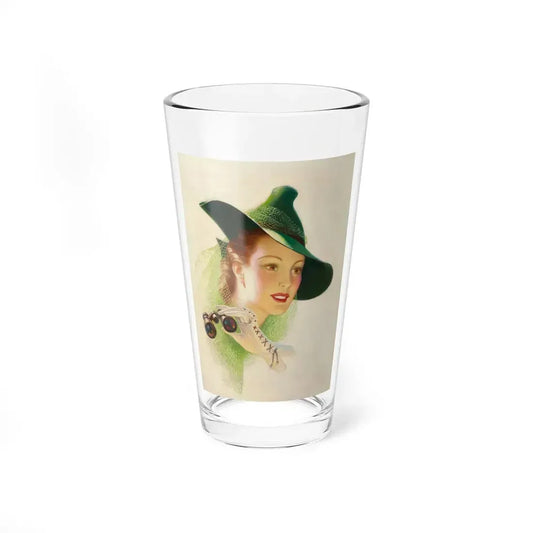 Pin Up with Binoculars (Magazine Illustration) Pint Glass 16oz 16oz - Go Mug Yourself