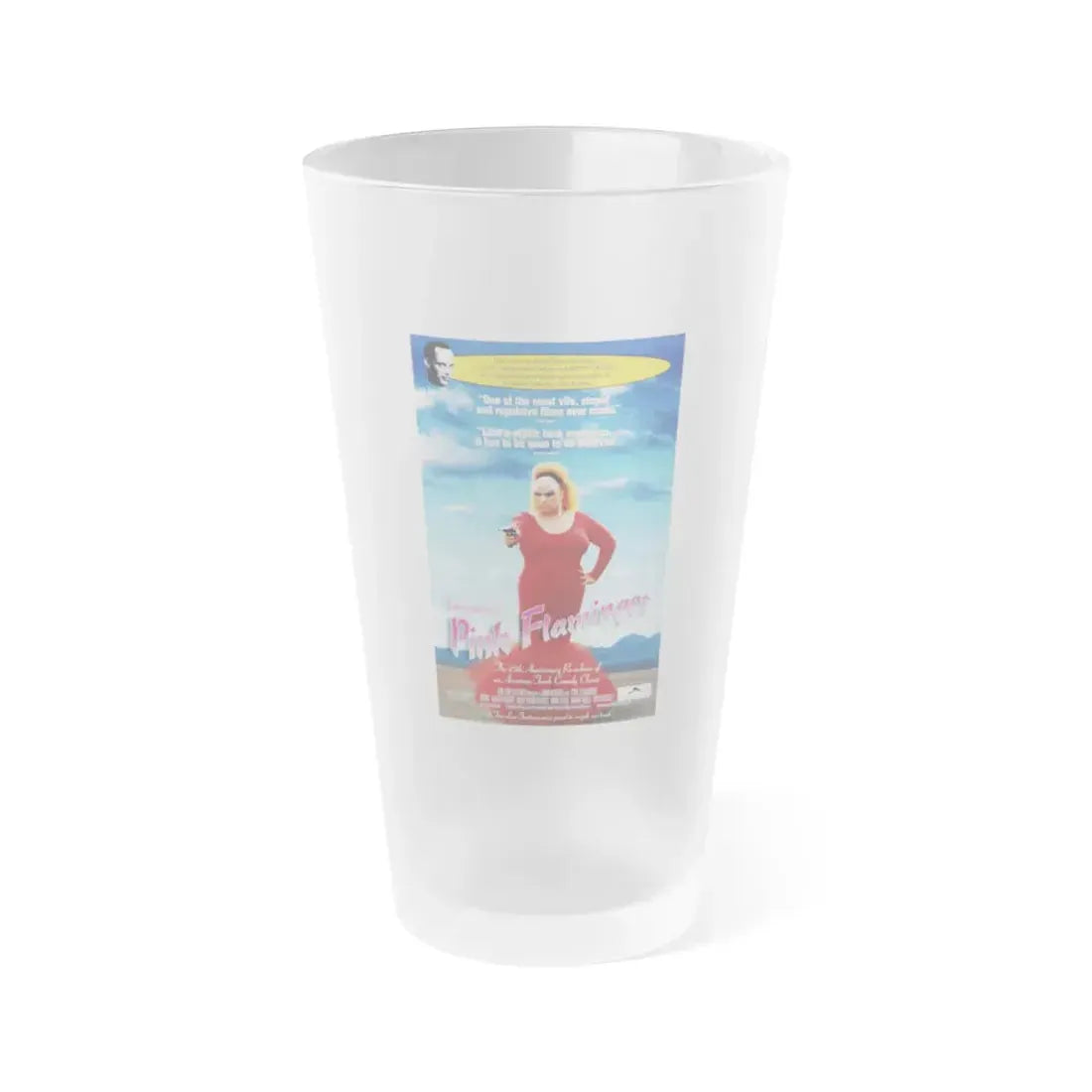 PINK FLAMINGOS (RE-RELEASE) 1972 Movie Poster - Frosted Pint Glass 16oz 16oz Frosted - Go Mug Yourself