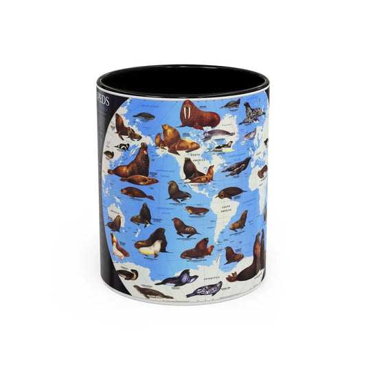 Pinnipeds Around the World (1987) (Map) Accent Coffee Mug 11oz Black - Go Mug Yourself